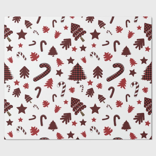 Papier Cadeau Eléments plaqués de buffle rouge de Noël (Couture)