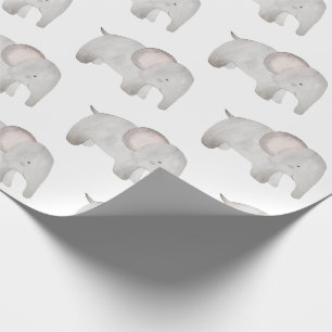 Papier Cadeau Elephant Baby Grey Aquarelle mignonne Moderne