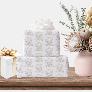 Papier Cadeau Eléphant bébé moderne Baby shower neutre genre