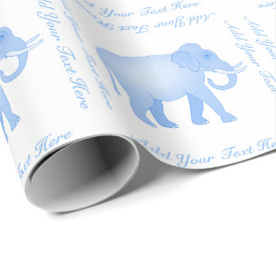 Papier Cadeau Éléphant bleu - éléphant d'Asie - bébé