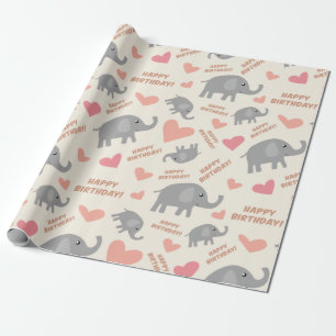 Papier Cadeau Éléphant d'anniversaire