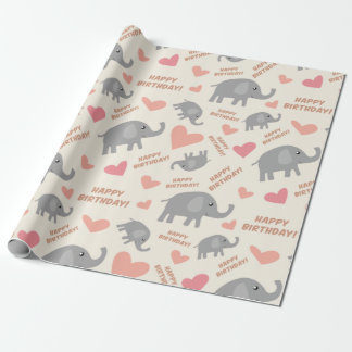 Papier Cadeau Éléphant d'anniversaire