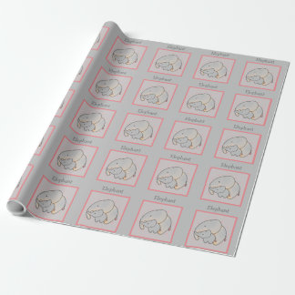 Papier Cadeau Eléphant maman et bébé