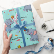 Éléphant Mignon Portant un Cadeau