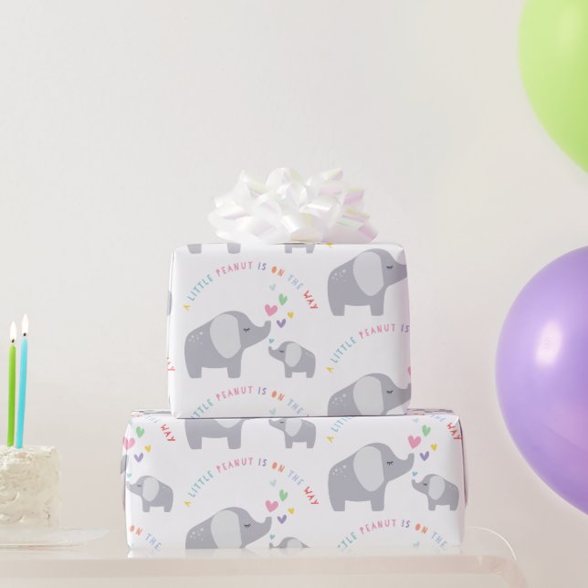Papier Cadeau Eléphant Petit Arachide | BABY SHOWER | Arc en cie (Cadeaux de fête)
