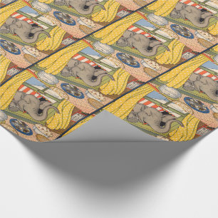 Papier Cadeau éléphant poussant sa tête par la fenêtre