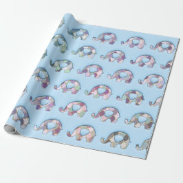 Papier Cadeau Eléphants Baby shower rose bleu garçon fille viole