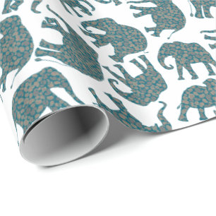 Papier Cadeau Eléphants de Paisley personnalisées sur un Cadeau 