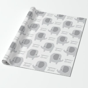 Papier Cadeau Eléphants Gris Bébé mignons enveloppant du papi