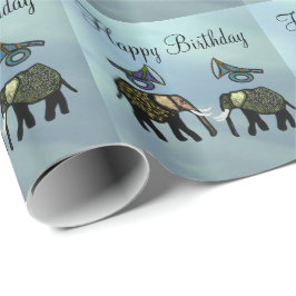 Papier Cadeau Éléphants métalliques d'or