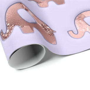 Papier Cadeau Eléphants rose Gold Purple Silver Grey Lavande