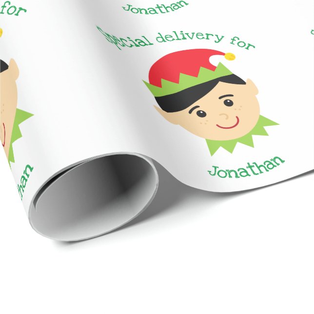 Papier Cadeau Elf de Noël Enfants de l'enfant de l'accouchement  (Coin rond)