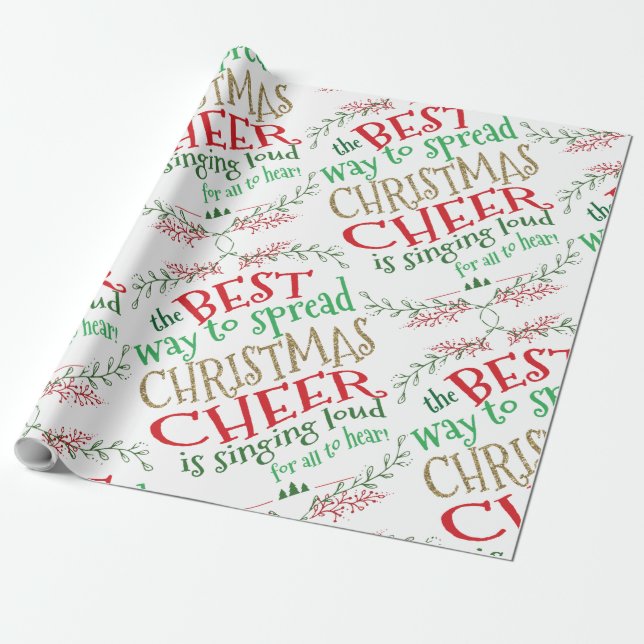 Papier Cadeau Elf Noël Enveloppement Papier Noël Cheer (Déroulé)