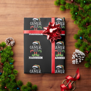 Papier Cadeau Elfe de jeu vidéo personnalisé pour Noël