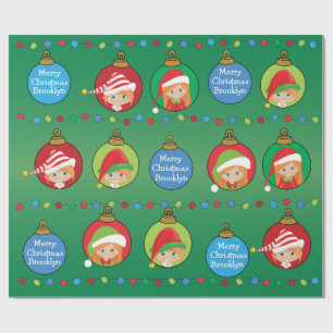 Papier Cadeau Elfe fille cheveux rouges personnalisée