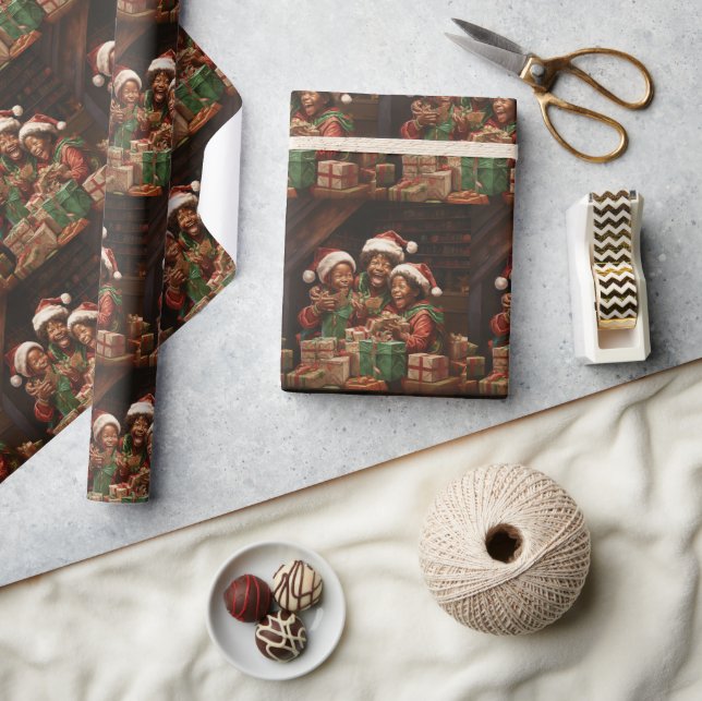 Papier Cadeau Elfs afro-américains (Artisanat)
