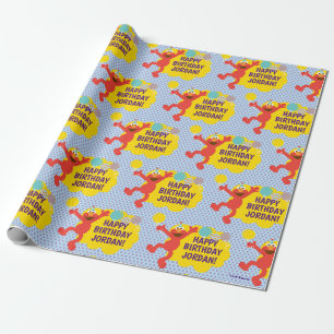 Papier Cadeau Elmo avec Motif de ballon de parti