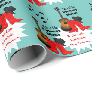 Papier Cadeau Elu sur Country Music Cool Cowgirl Personnalisé