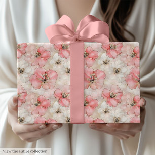Papier Cadeau Emballage 60 ans délicat rose pâle et or
