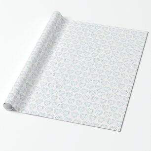 Papier Cadeau Emballage à motif d'aqua gris coeur diamant