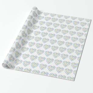 Papier Cadeau Emballage à motif d'aquarelle au coeur de diamant