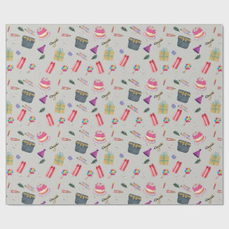 Papier Cadeau Emballage Anniversaire Papier bougies gâteau bonbo