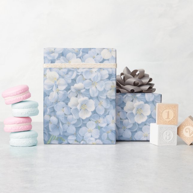 Papier Cadeau | Emballage Cadeau Fleurs d'Hydrange (Baby Shower)