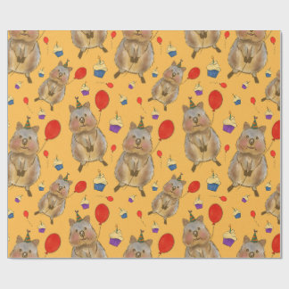 Papier Cadeau Emballage d'anniversaire Quokka tiré à la main