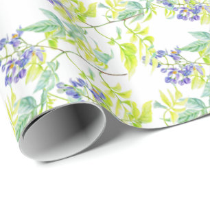 Papier Cadeau Emballage d'art botanique à l'aquarelle violette
