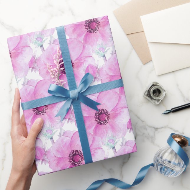 Papier Cadeau Emballage d'art de l'aquarelle botanique de l'aném (Cadeaux)