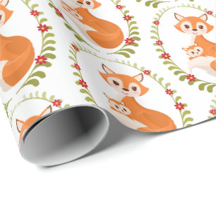Papier Cadeau Emballage de renard de bois pour maman et bébé gar