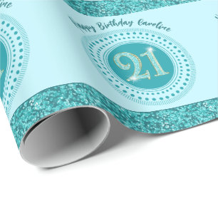 Papier Cadeau Emballage élégant 21e anniversaire paillettes et r