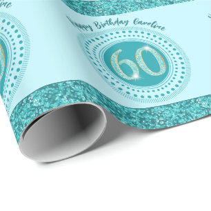 Papier Cadeau Emballage élégant 60e anniversaire paillettes et r