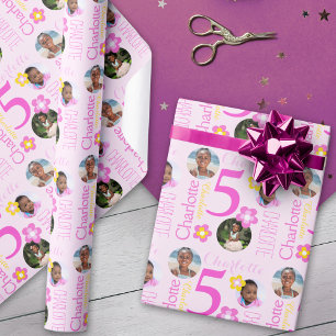 Papier Cadeau Emballage pour 5ème anniversaire avec nom personna