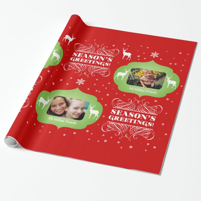 Papier Cadeau Emballages de cadeau de Noël de photo (Déroulé)