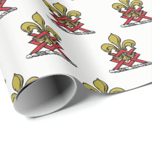 Papier Cadeau Emblème Preppy Gold Red Heraldic Crest Fleur de L