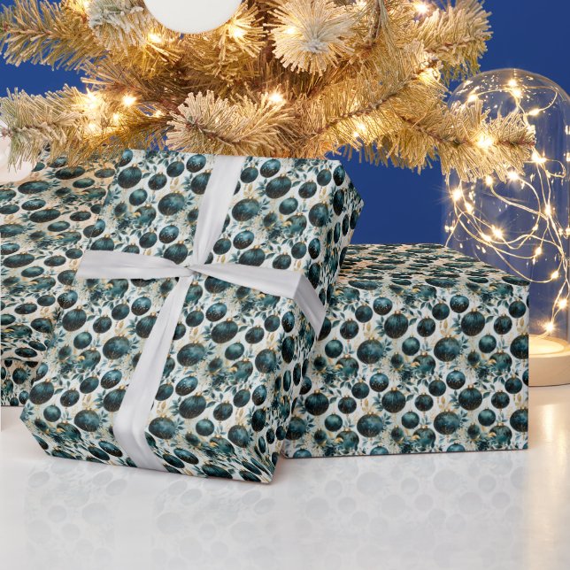 Papier Cadeau Emerald Dreams : Vert et Or (Vacances)