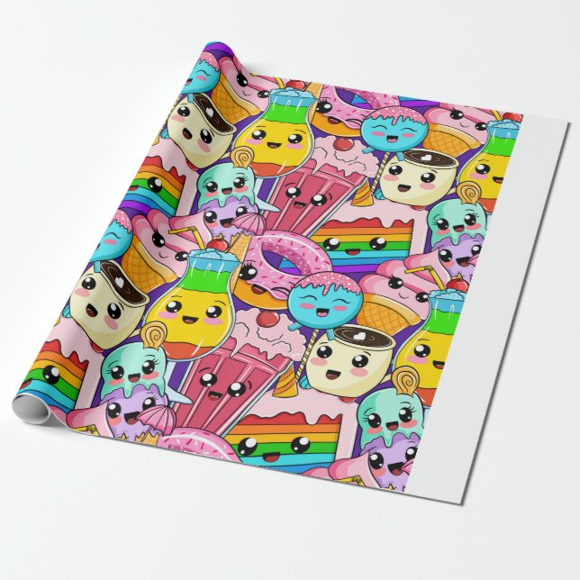 Papier Cadeau emo-girl-kawaii-sans-couture-motif (Déroulé)
