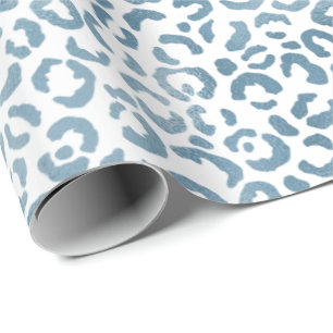 Papier Cadeau Empreinte de léopard Aqua Blue Navy