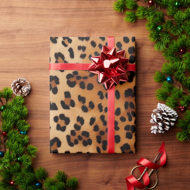 Papier Cadeau Empreinte de léopard Brown Black Cream (Cadeau de vacances)