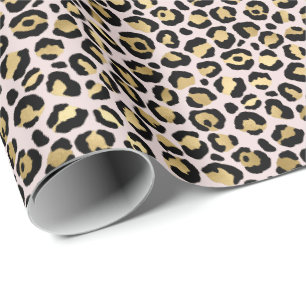 Papier Cadeau Empreinte de léopard de flush Gold Glam
