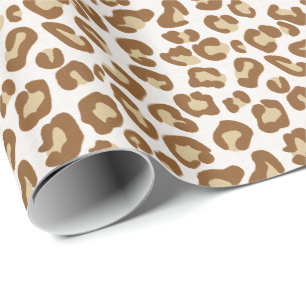 Papier Cadeau Empreinte de léopard de neige, beige, tan et crème