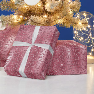 Papier Cadeau Empreinte de léopard de Parties scintillant Red Gl