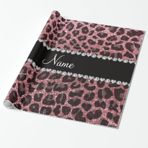 Papier Cadeau Empreinte de léopard de parties scintillant rose p
