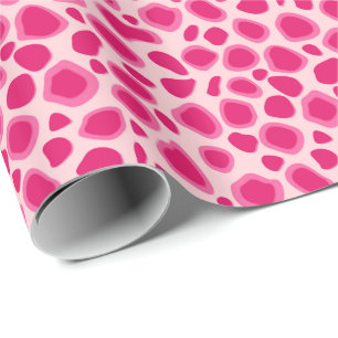 Papier Cadeau Empreinte de léopard - Fuchsia et rose clair