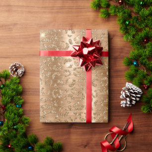 Papier Cadeau Empreinte de léopard Gold Glam Parties scintillant