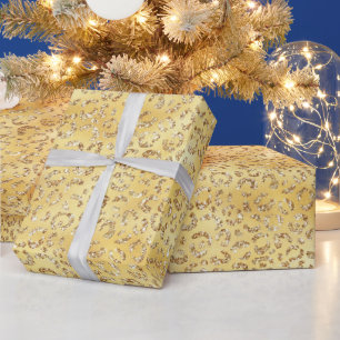 Papier Cadeau Empreinte de léopard Parties scintillant Gold Faux