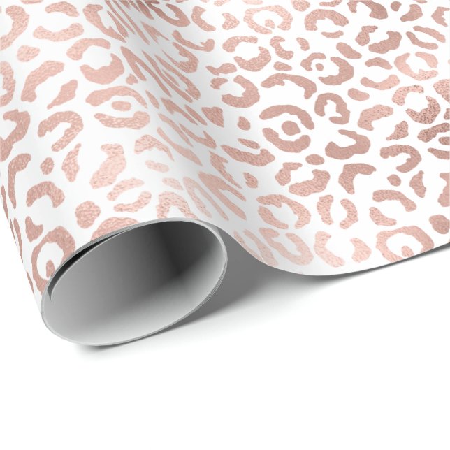 Papier Cadeau Empreinte de léopard rose (Coin rond)