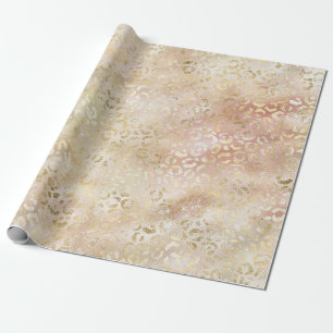 Papier Cadeau Empreinte de léopard rose pâle Glam Gold Rose