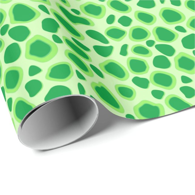 Papier Cadeau Empreinte de léopard - Tons de Lime Vert (Coin rond)